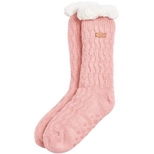 Dusty Pink Barbour Womens Cable Knit Lounge Socks