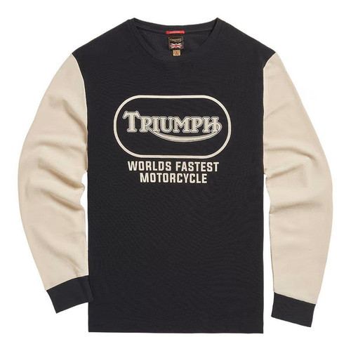 Black/Bone Triumph Mens Fastest Long Sleeve Waffle Crew