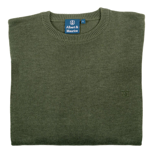 Albert and Maurice Mens Bosbury Seawool Crew Neck Jumper Loden