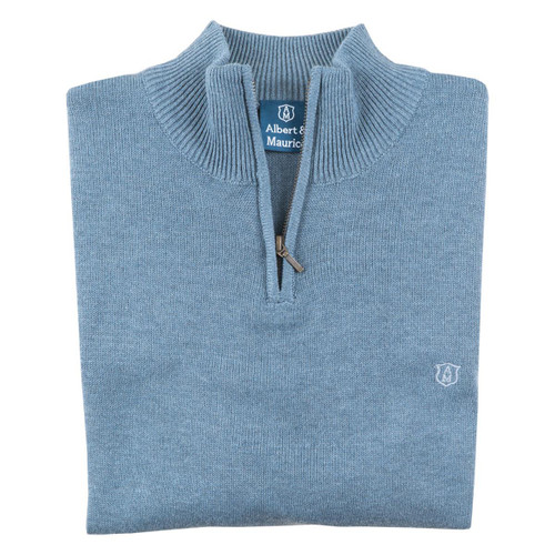 Denim Albert and Maurice Mens Colwall Seawool Zip Neck Jumper