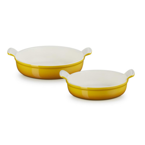 Le Creuset Stoneware Set Of Two Round Dishes Nectar