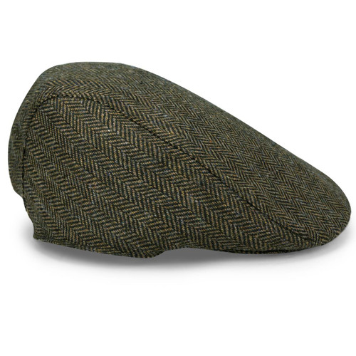 Hoggs Of Fife Herringbone Waterproof Tweed Cap Green side