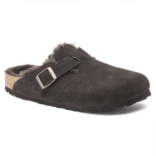 Mocha Birkenstock Boston Shearling Suede Leather