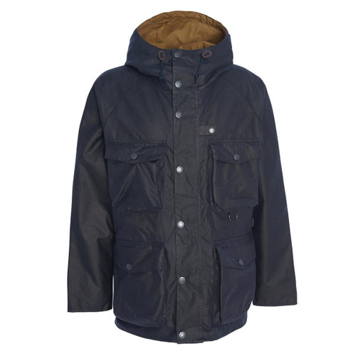 Navy Barbour Mens Tarn Utility Wax Jacket