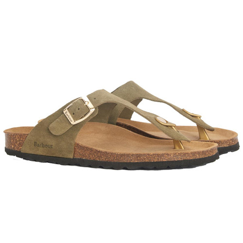 Olive Suede Barbour Womens Margate Sandal