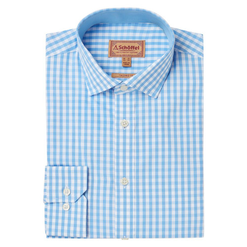 Blue Check Schoffel Mens Thorpeness Tailored Shirt