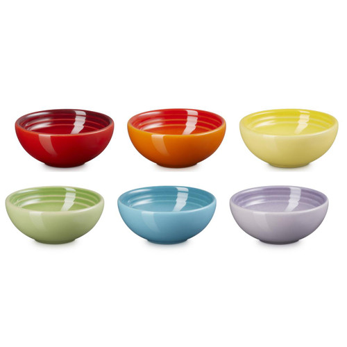 Le Creuset Stoneware Set of 6 Rainbow Pinch Bowls