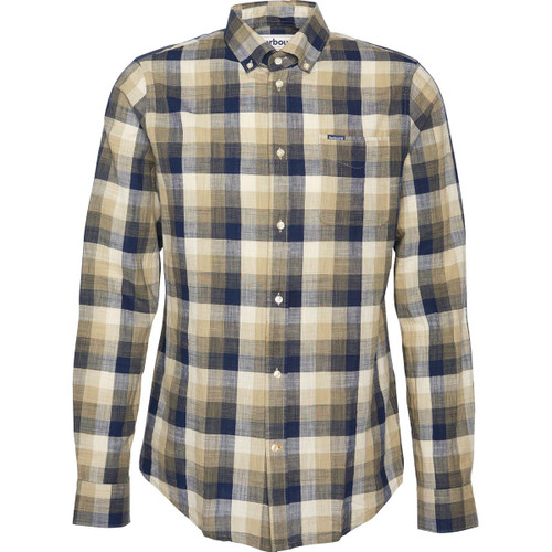 Olive Barbour Mens Hillroad Tailored Shirt