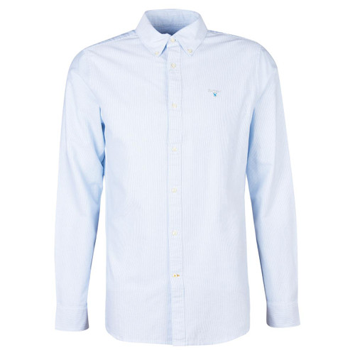 Sky Blue Barbour Mens Striped Oxtown Tailored Shirt