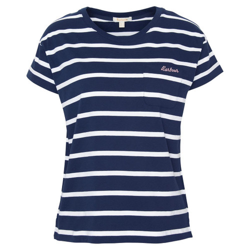 Navy/White Stripe Barbour Womens Otterburn Stripe Tee