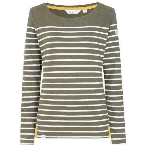 Khaki Lazy Jacks Womens LJ97 Striped Breton Top Khaki Lazy Jacks Womens LJ97 Striped Breton Top