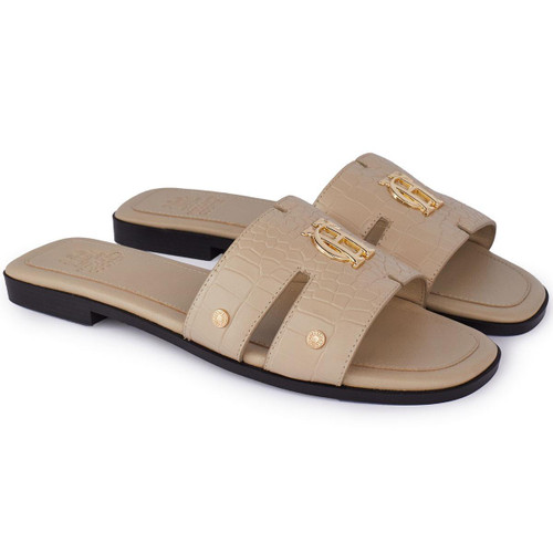 Taupe Croc Holland Cooper Womens Monogram Slide
