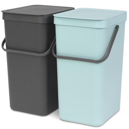 Mint and Grey Brabantia Sort & Go Built In Bin 2x16 Litre