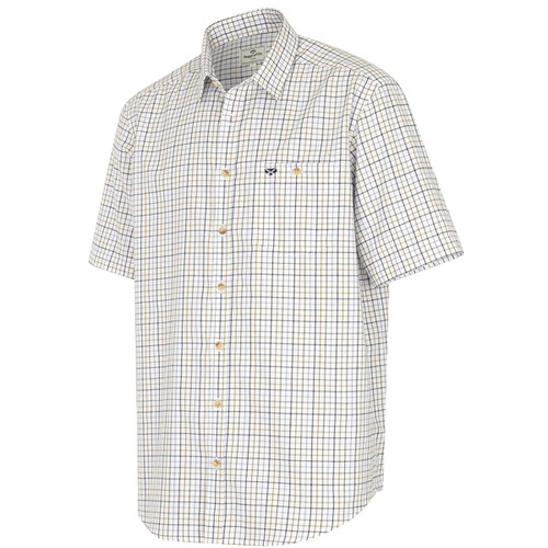 Blue/Olive Hoggs Of Fife Mens Kessock SS Tattersall Shirt