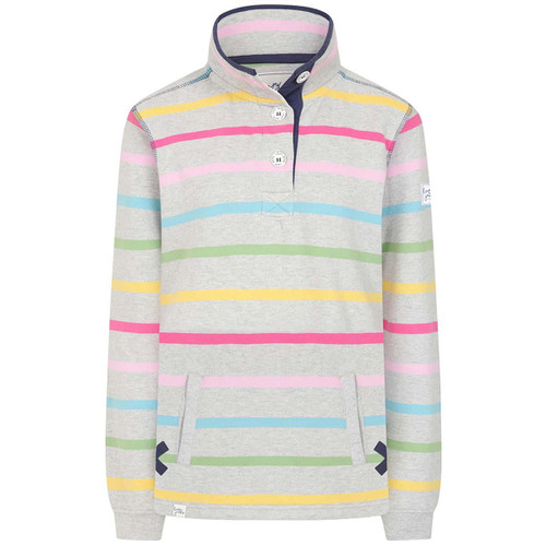 Winter Brights Lazy Jacks Womens LJ6 Striped Button Neck Sweatshirt