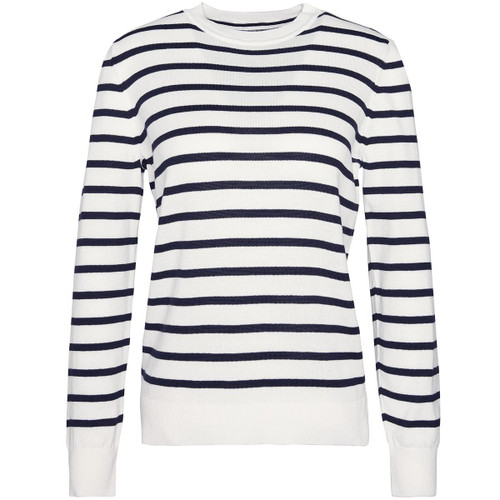 Cloud/Navy Barbour Womens Ellewood Stripe Knitted Jumper