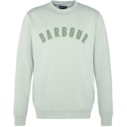 Sea Foam Barbour Mens Terra Dye Logo Crew Neck Sweatshirt