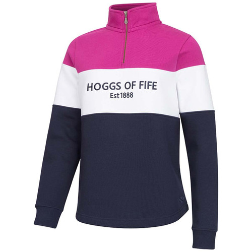Berry/White/Navy Hoggs Of Fife Dumfries 1888 Ladies 1/4 Zip Sweatshirt