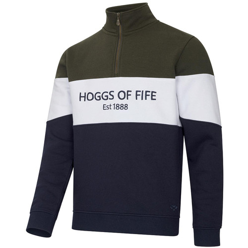 Forest/White/Navy Hoggs Of Fife Dumfries 1888 Gents 1/4 Zip Sweatshirt