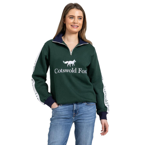 Cotswold Fox Unisex Cheltenham Quarter Zip Green Jumper Female