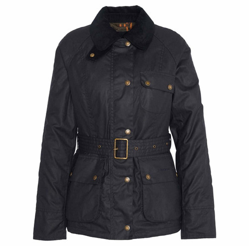 Navy/Classic Barbour Womens Solway Zipper Wax Jacket