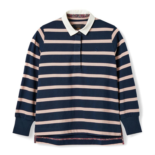 Navy Pink Joules Womens Sammie Rugby Shirt