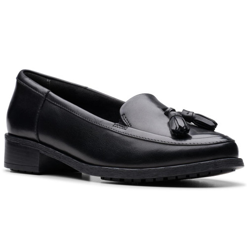 Black Leather Clarks Womens Havisham Edge Loafer