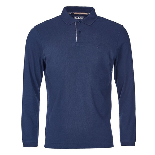 Navy Barbour Mens Long Sleeve Sports Polo
