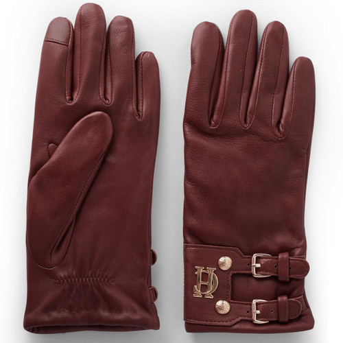 Chocolate Holland Cooper Womens Monogram Leather Gloves