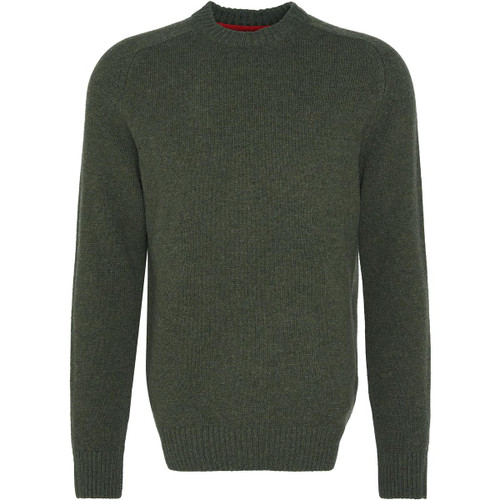 Mid Olive Navy Barbour Mens Grangetown Merino Crew Neck Sweater