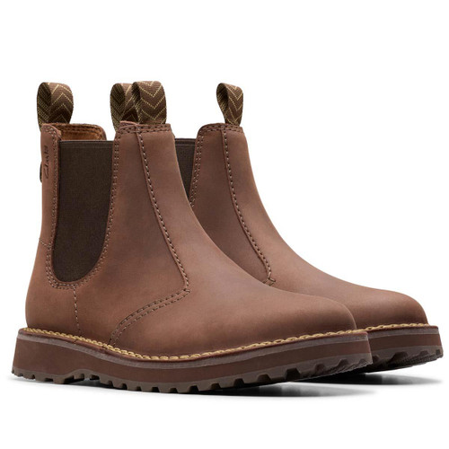 Dark Brown Leather Clarks Mens Solsbury Easy Boots