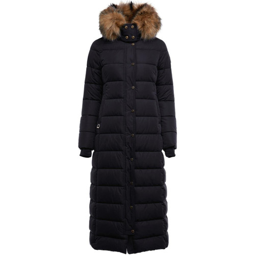 Black Holland Cooper Womens Stoneleigh Longline Coat On Model Black Holland Cooper Womens Stoneleigh Longline Coat On Model