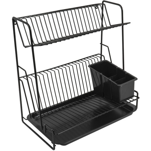 Delfinware 2 Tier Plate Rack Black