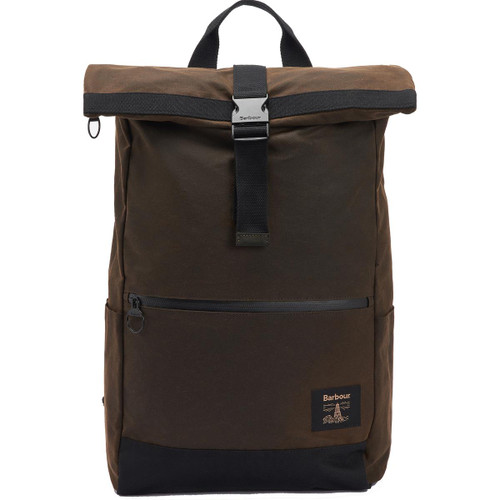 Olive/Black Barbour Field Wax Fold Over Top Backpack
