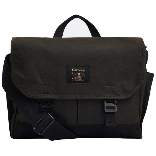 Olive Barbour Field Wax Messenger Bag