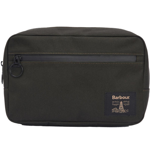 Olive/Black Barbour Mens Field Canvas Washbag