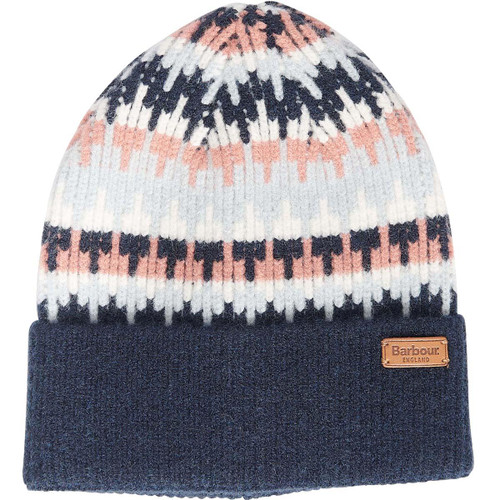 Navy/Pink Rust Barbour Craster Beanie Hat