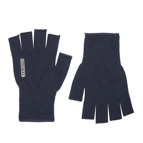 Navy Sealskinz Thornham Solo Merino Fingerless Gloves