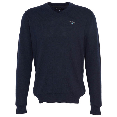 Navy Barbour Mens Merino V-Neck Sweater