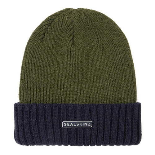 Olive Sealskinz Bacton Waterproof Cold Weather Roll Cuff Beanie