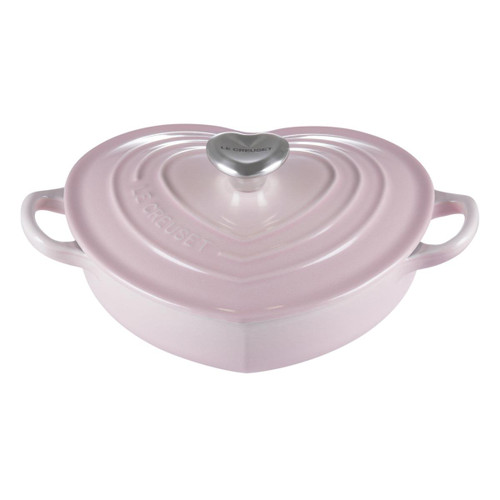 Shell Pink Le Creuset 20cm Cast Iron Heart Shallow Casserole Dish