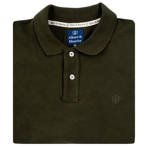 Albert and Maurice Mens Classic Pique Polo Shirt Military Green Folded