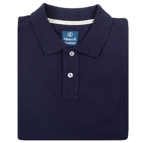 Albert and Maurice Mens Classic Pique Polo Shirt Navy Folded