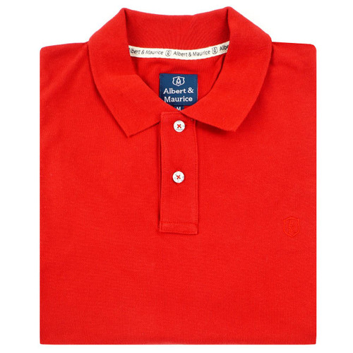 Albert and Maurice Mens Classic Pique Polo Shirt Red Folded