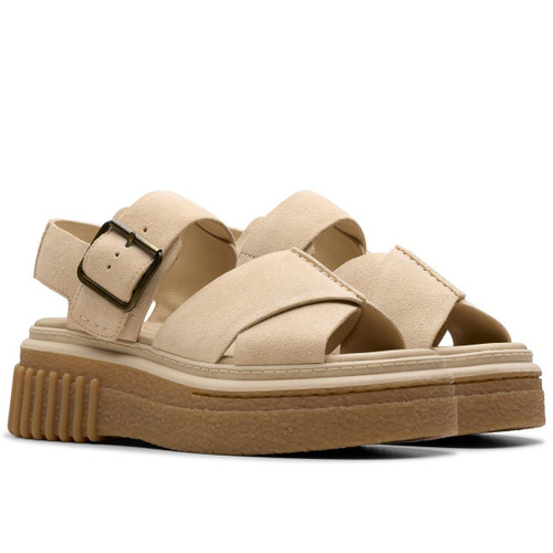 Ecru Suede Clarks Womens Evamar Wish Sandal