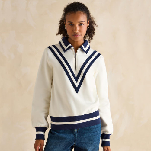 Cream Joules Womens Dawlish Quarter Zip Sweatshirt
