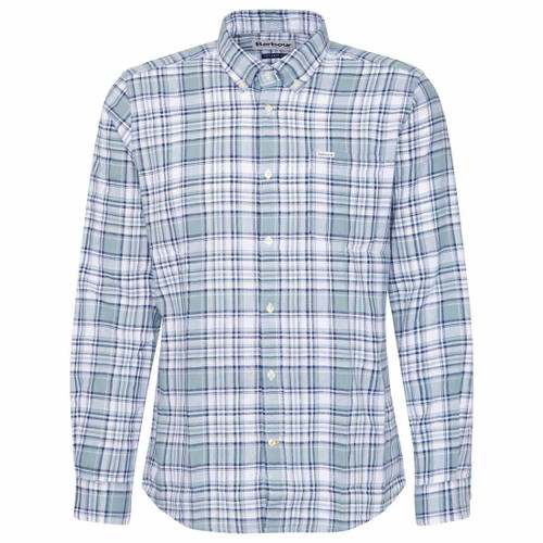 Blue Barbour Mens Birdport Linen Blend Tailored Fit Shirt Blue Barbour Mens Birdport Linen Blend Tailored Fit Shirt