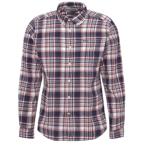 Navy Barbour Mens Birdport Linen Blend Tailored Fit Shirt