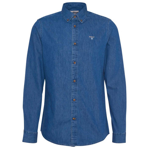 Chambray Barbour Mens Chambray Crest Tailored Fit Shirt