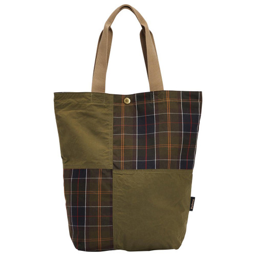 Dusky Green Barbour Transport Patchwork Tote Bag